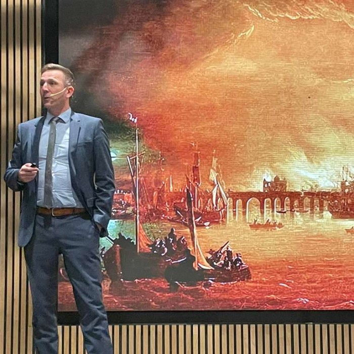 Prof Grunde Jomaas at the Norwegian Fire Safety Conference