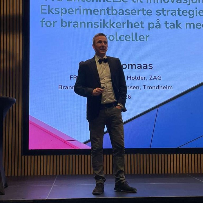 Prof Grunde Jomaas at the Norwegian Fire Safety Conference