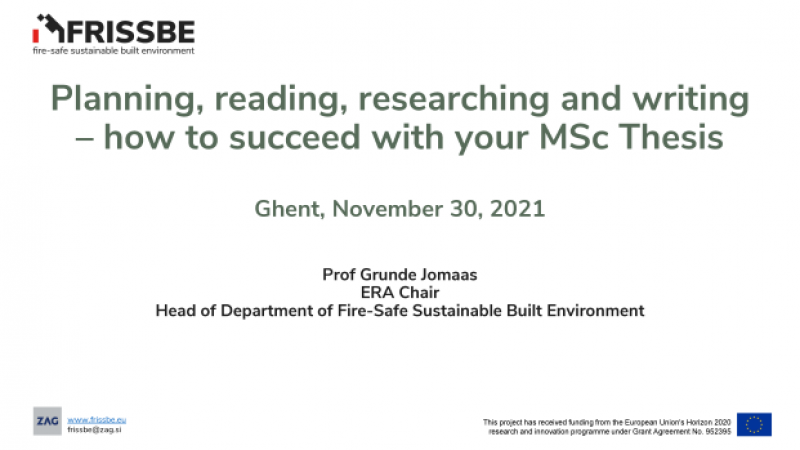 Lecture Planning, reading, researching and writing -  how to succeed with your MSc thesis, hosted by Ghent University